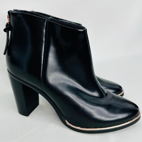 Ted Baker Vaully Leather Ankle Booties Almond Toe Boots in Black Size 36.5 NEW - Picture 3 of 12